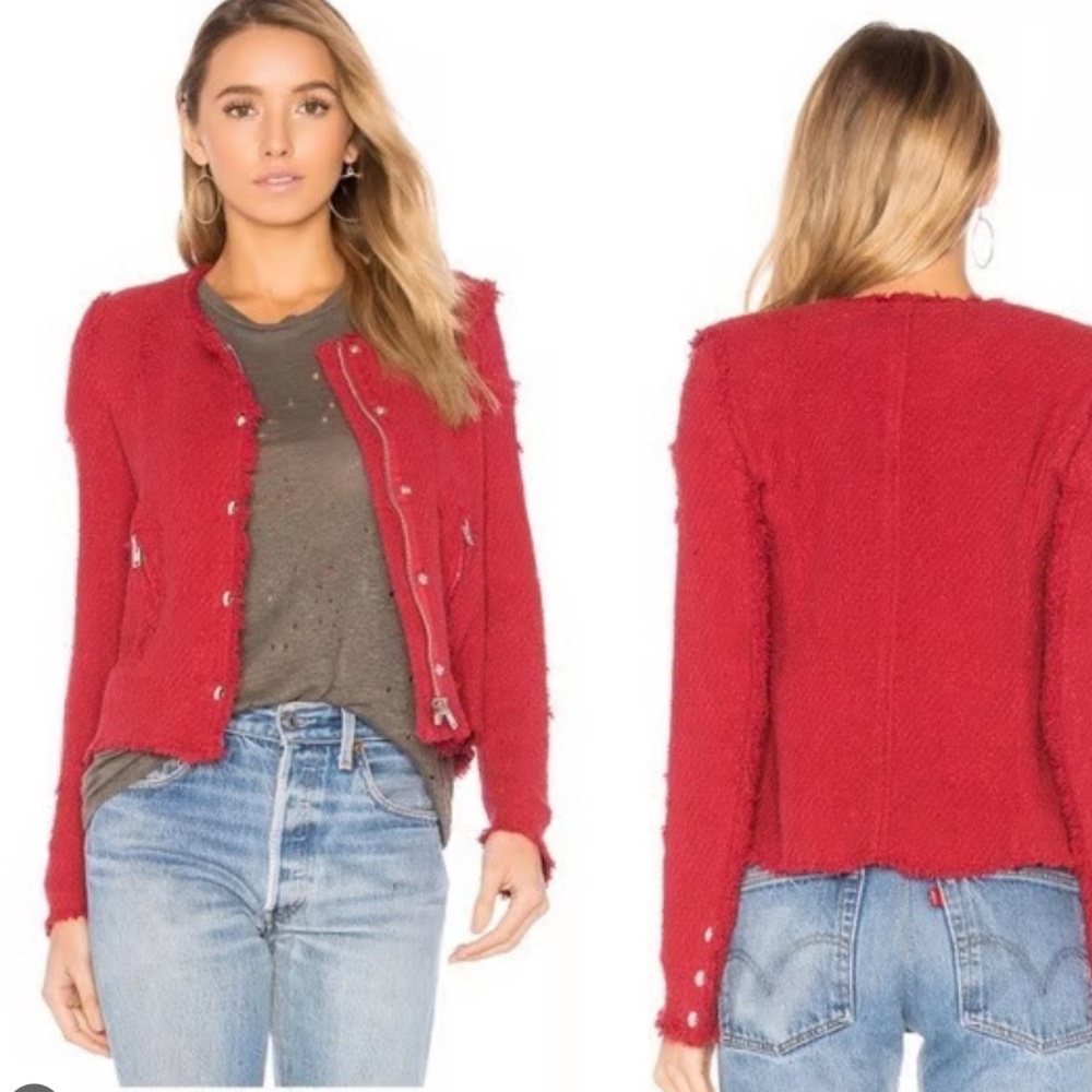 IRO Paris Agnette Red Tweed Blazer sz FR 40 Us 8